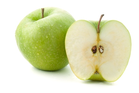 Ripe green apples. Isolated on whiteの写真素材