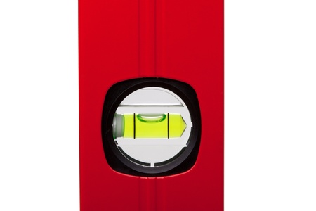 Construction level. Closeup, isolated on white backgroundの写真素材