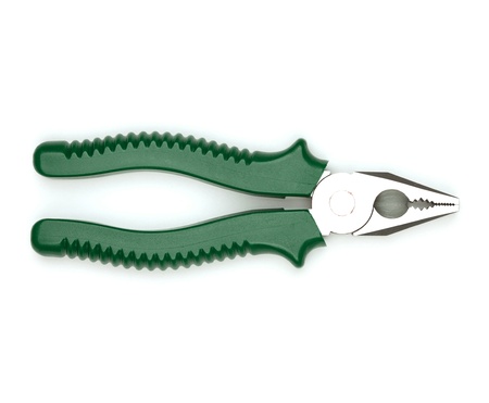 Tools collection - Green pliers. Isolated on white backgroundの写真素材