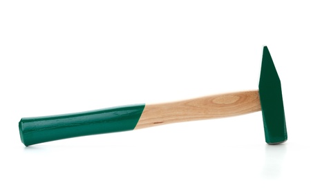 Tools collection - green hammer. Isolated on white backgroundの写真素材