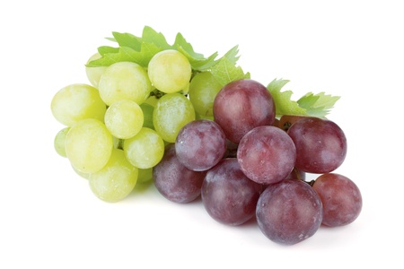 White and red grapes. Isolated on white backgroundの写真素材