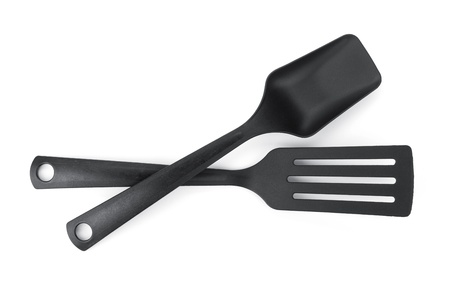 Plastic kitchen utensils. Isolated on white backgroundの写真素材
