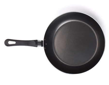 Frying pan. View from above. Isolated on white backgroundの写真素材