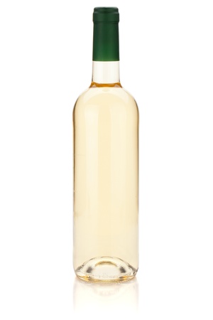 White wine bottle. Isolated on white backgroundの写真素材