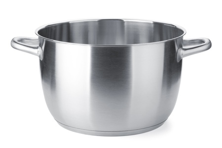 Stainless steel pot without cover. Isolated on white background Stainless steel pot without cover. Isolated on white background