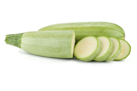 Fresh sliced marrow vegetable. Isolated on white backgroundの写真素材