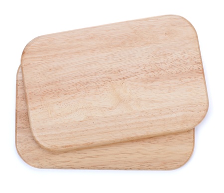 Two chopping board. Isolated on white backgroundの写真素材