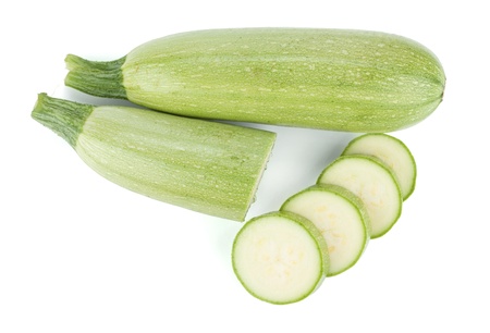 Fresh sliced marrow vegetable. Isolated on white backgroundの写真素材