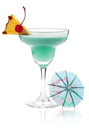 Tropical cocktail with pineapple. Isolated on whiteの写真素材