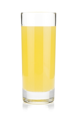 Lemon juice glass. Isolated on white backgroundの写真素材