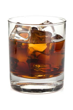Whiskey cola cocktail. Isolated on white backgroundの写真素材