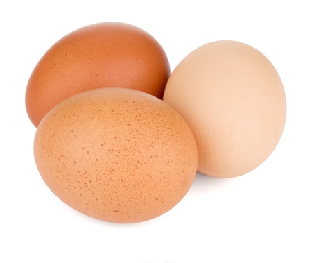 Three eggs. Isolated on white backgroundの写真素材