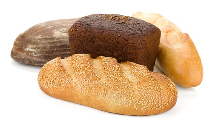 Four loafs of bread. Isolated on white background