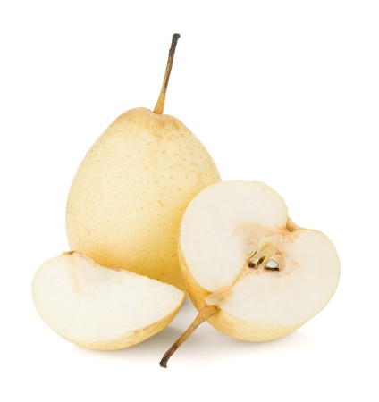 White pears. Isolated on white backgroundの写真素材