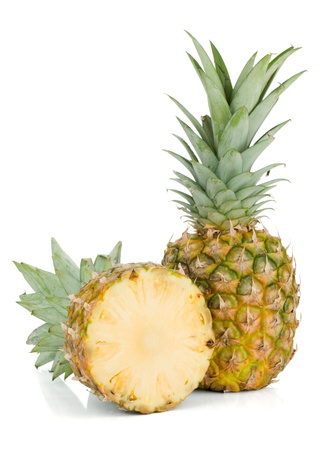 Fresh juicy pineapple. Isolated on white backgroundの写真素材