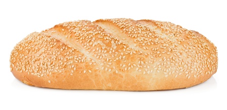 White bread with sesame. Isolated on white backgroundの写真素材