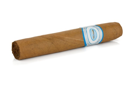Cuban cigar with label. Isolated on white backgroundの写真素材