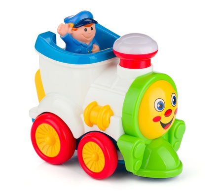 Train baby toy. Isolated on white backgroundの写真素材