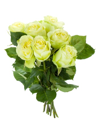 Green roses bouquet. Isolated on white backgroundの写真素材