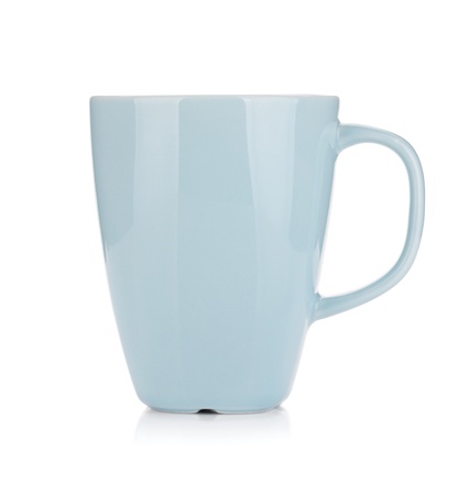 Light blue coffee cup  Isolated on white backgroundの写真素材