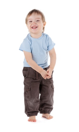 Small baby smiling. Isolated on white backgroundの写真素材