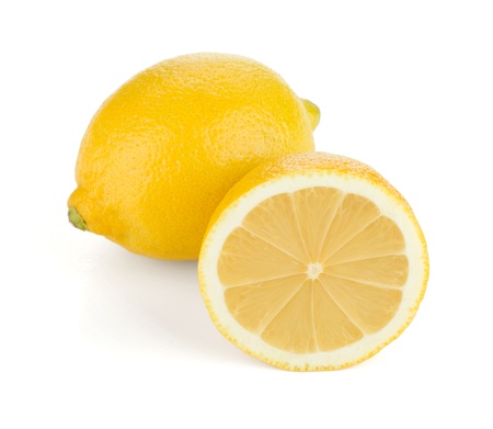 Ripe lemons. Isolated on white backgroundの写真素材