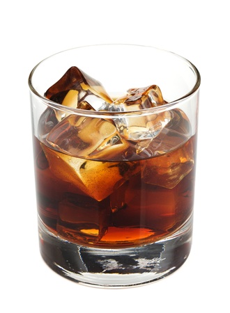 Whiskey cola cocktail. Isolated on white backgroundの写真素材