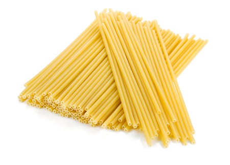 Heap of spaghetti. Isolated on white backgroundの写真素材