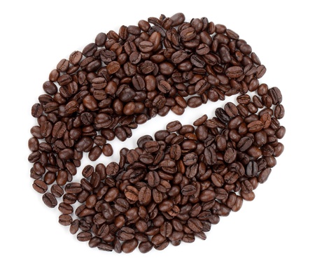 Coffee bean made from beans. Isolated on white backgroundの写真素材