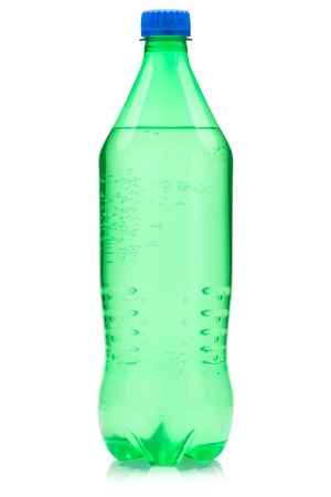 Lime soda bottle. Isolated on white backgroundの写真素材