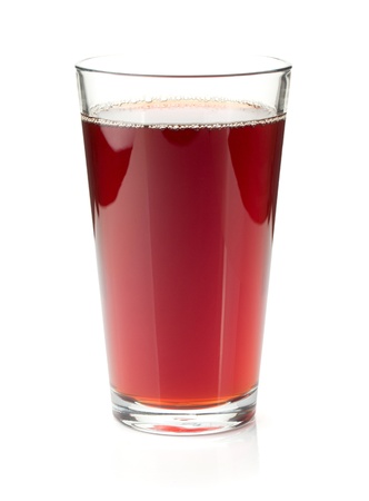 Pomegranate juice in a glass. Isolated on white backgroundの写真素材
