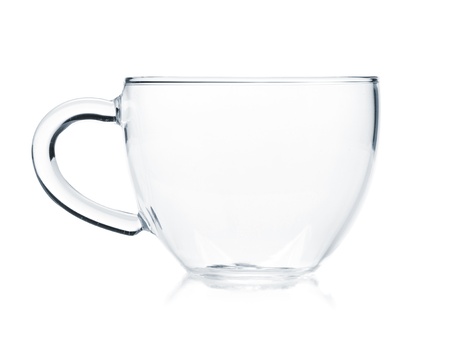 Empty glass tea cup. Isolated on white backgroundの写真素材