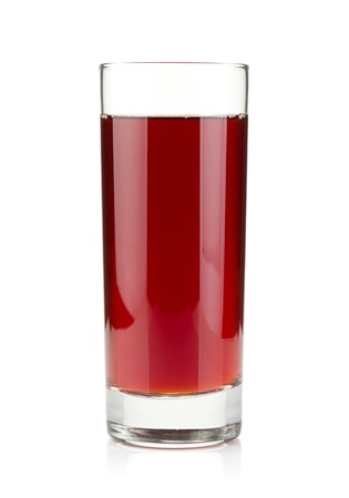 Pomegranate juice in a glass. Isolated on white backgroundの写真素材