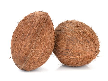 Two coconuts  Isolated on white backgroundの写真素材