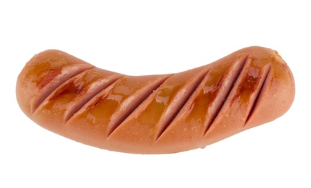 Grilled sausage. Isolated on white backgroundの写真素材