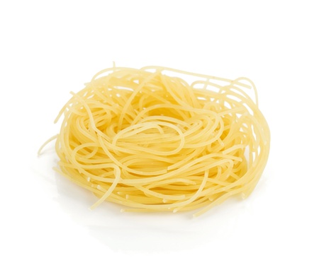 Nest pasta  Isolated on white backgroundの写真素材
