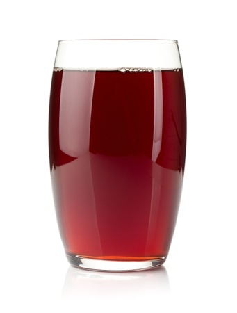 Pomegranate juice in a glass. Isolated on white backgroundの写真素材