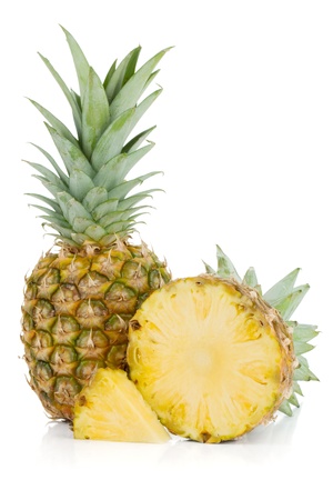 Fresh juicy pineapple. Isolated on white backgroundの写真素材
