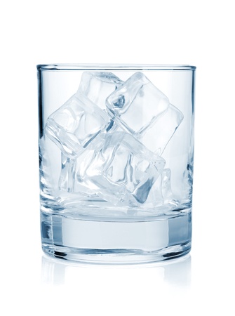 Glass with ice cubes. Isolated on white backgroundの写真素材