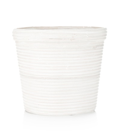 White flowerpot. Isolated on white backgroundの写真素材