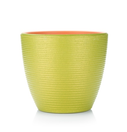 Green flowerpot. Isolated on white backgroundの写真素材