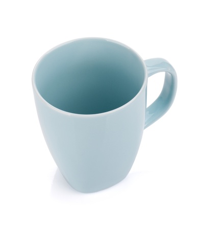 Light blue coffee cup. Isolated on white backgroundの写真素材