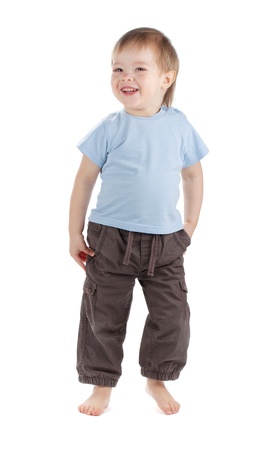 Small baby smiling. Isolated on white backgroundの写真素材
