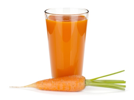 Carrot juice  Isolated on white backgroundの写真素材