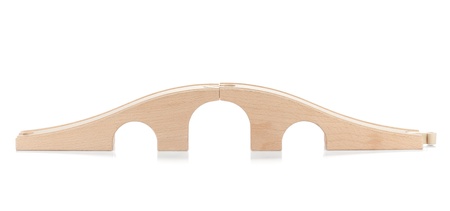 Wooden toy railway bridge  Isolated on white backgroundの写真素材