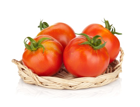 Ripe tomatoes. Isolated on white backgroundの写真素材