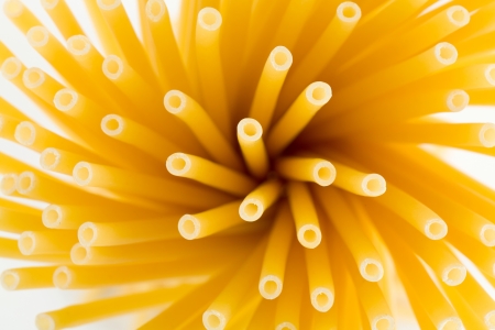 Bunch of spaghetti. View from above. Isolated on white backgroundの写真素材