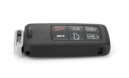 Car remote key. Isolated on white backgroundの写真素材