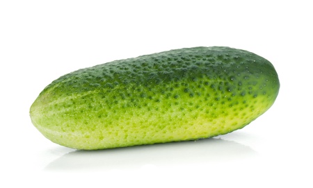 Ripe cucumber fruit. Isolated on white backgroundの写真素材