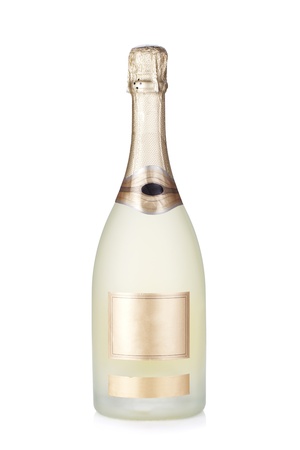 Champagne brut bottle  Isolated on white backgroundの写真素材